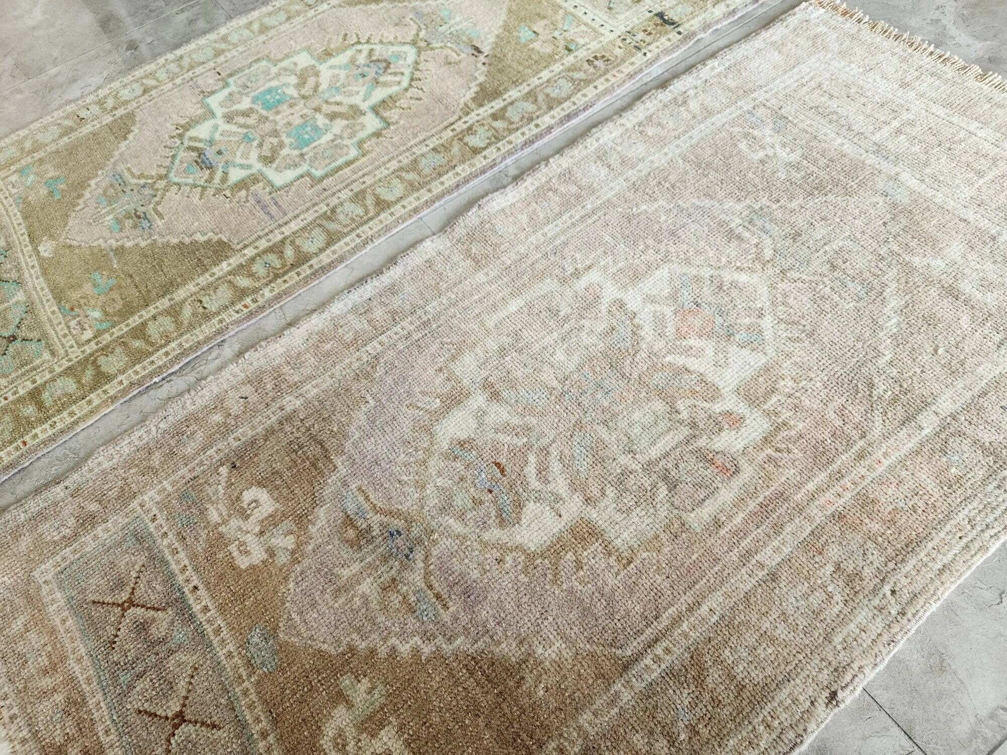 Set of 2 vintage handmade Turkish rugs 50x99 cm