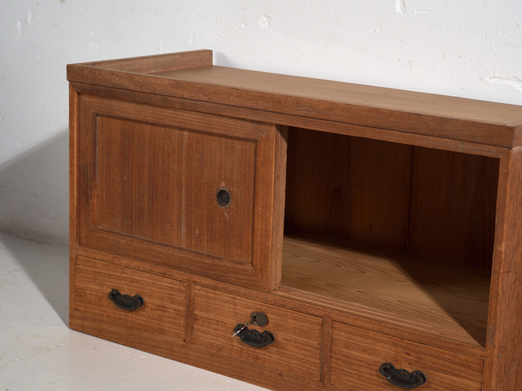 Old low cabinet with sliding doors – Taishō / Showa period (c. 1920-1970) #12