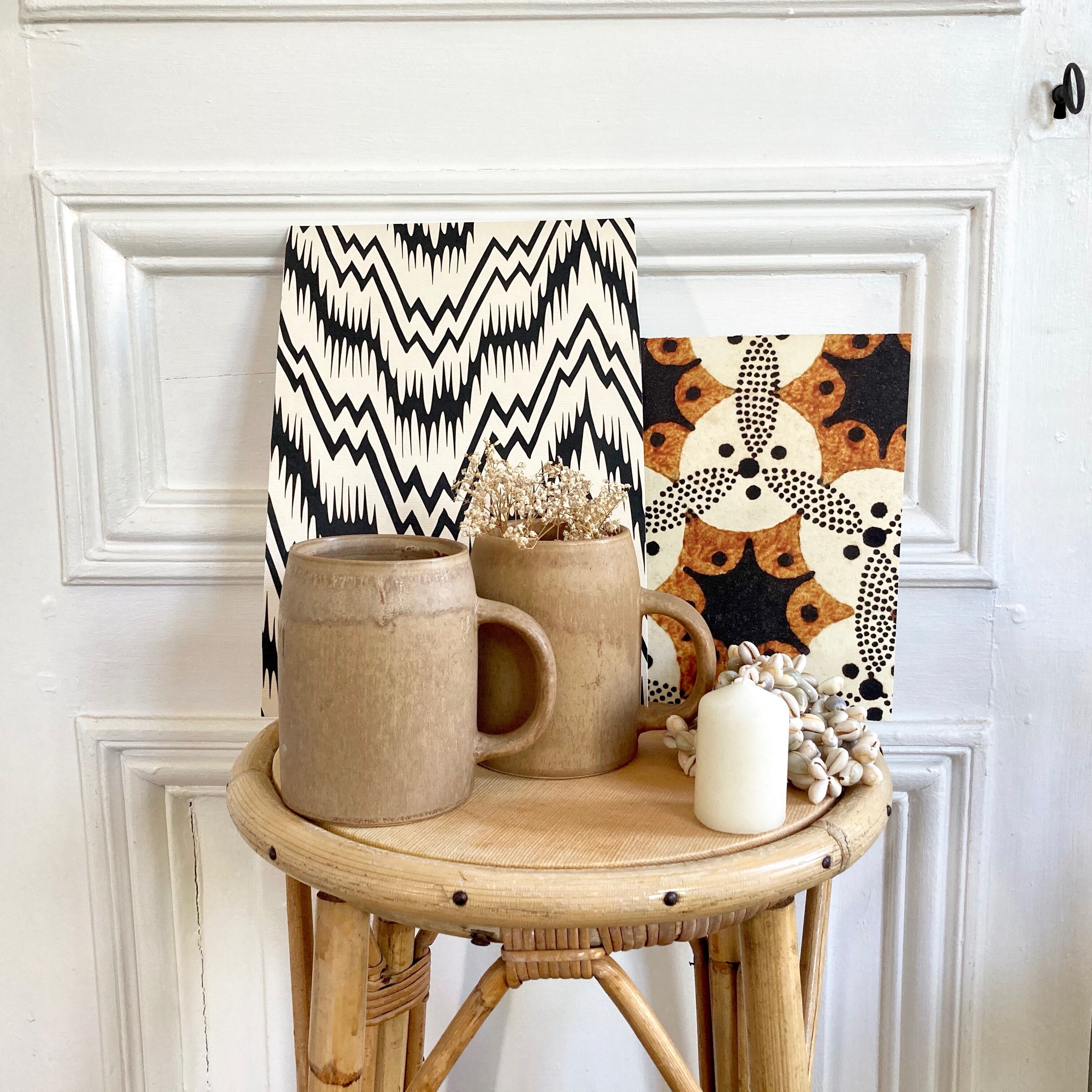 Duo of sandstone mugs