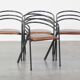 Set of 4 1970s design dining chairs with leather seats and metal frame