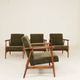 Ensemble de 4 Fauteuils Mid-Century Modern – Velours olive vert 