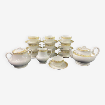 Limoges porcelain tea set Bernardaud Teapot sugar bowl milk pot cups