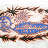 Large oval enamelled terracotta dish by Jean Lurçat from the 1950s