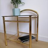 Side table gilded metal and glass