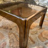 Table basse 1970 plexi translucide marron