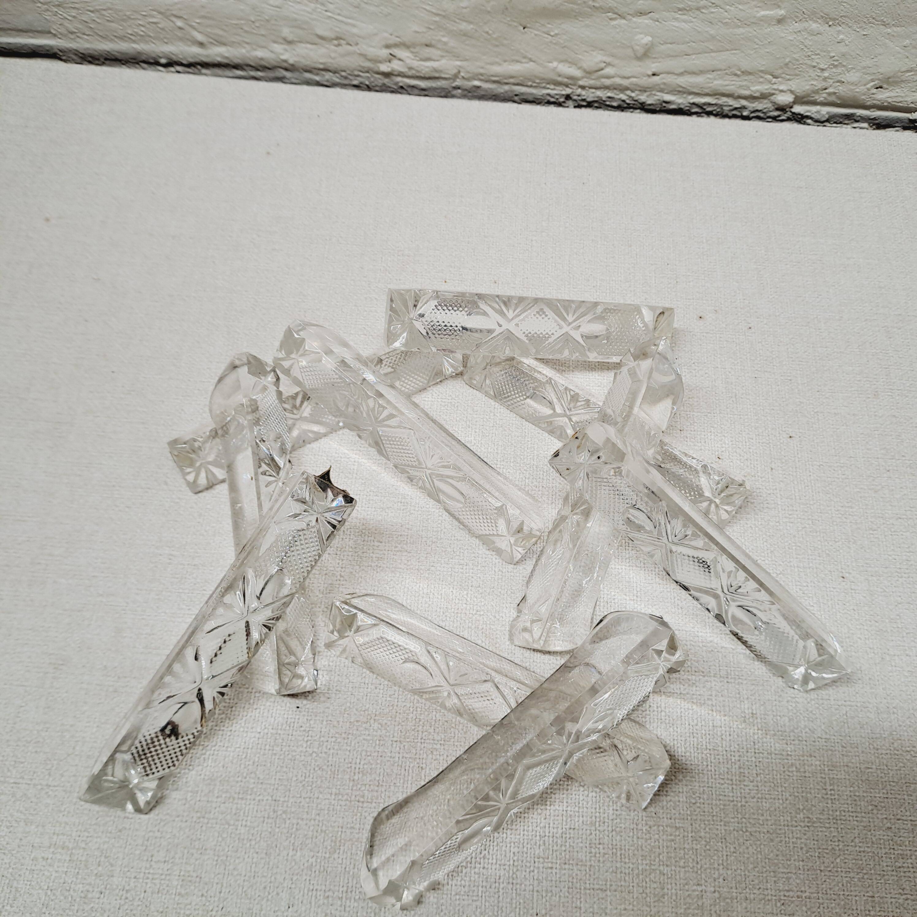 Lot of 10 chiseled crystal knife holders