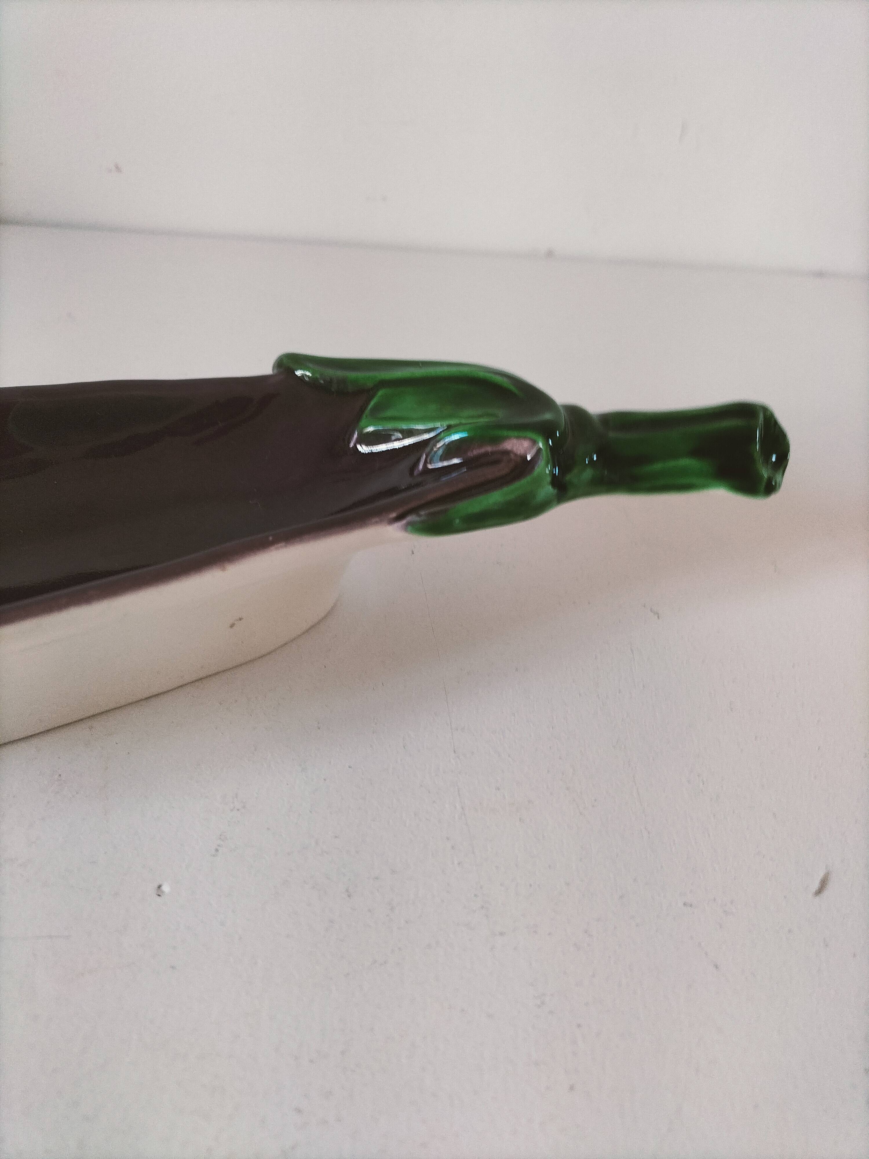 Italian ceramic glossy aubergine bowl – 1960s