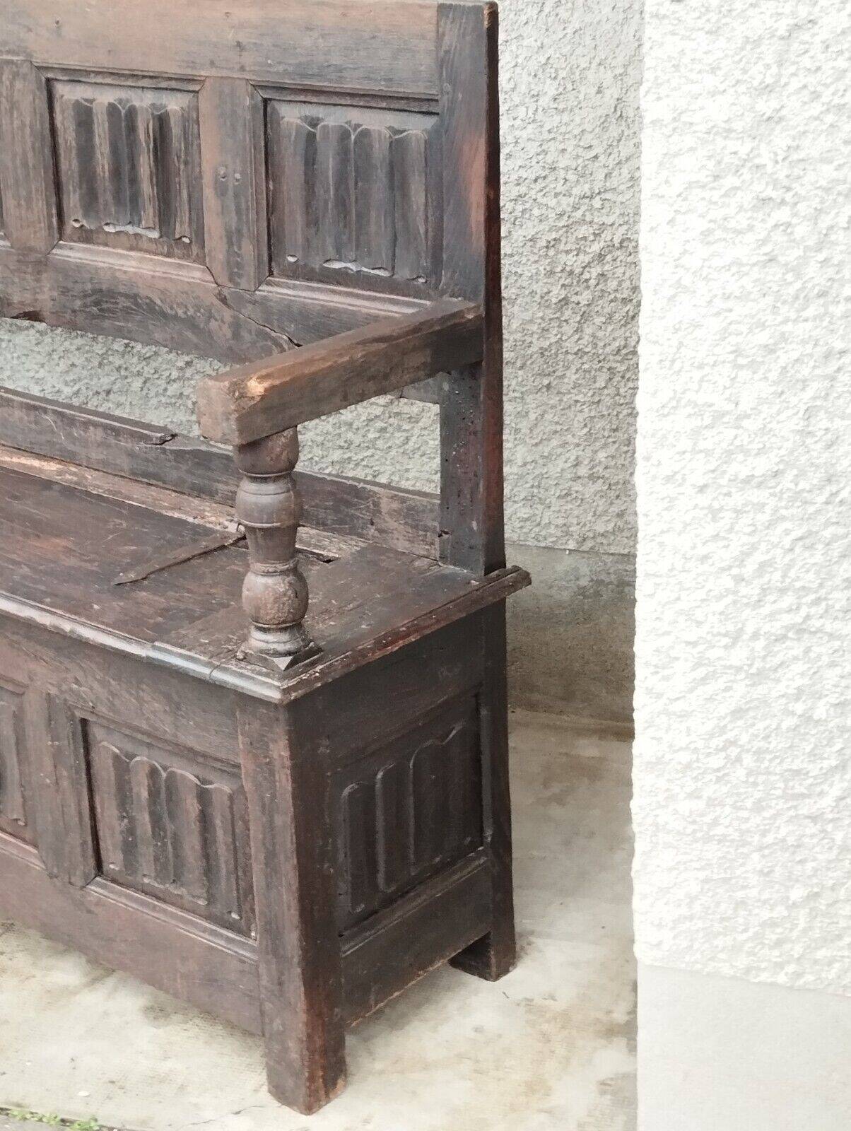 Gothic oak chest bench