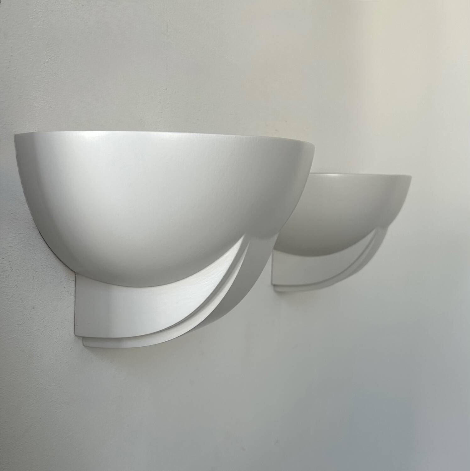 Pair of vintage plaster wall lights, France 1970