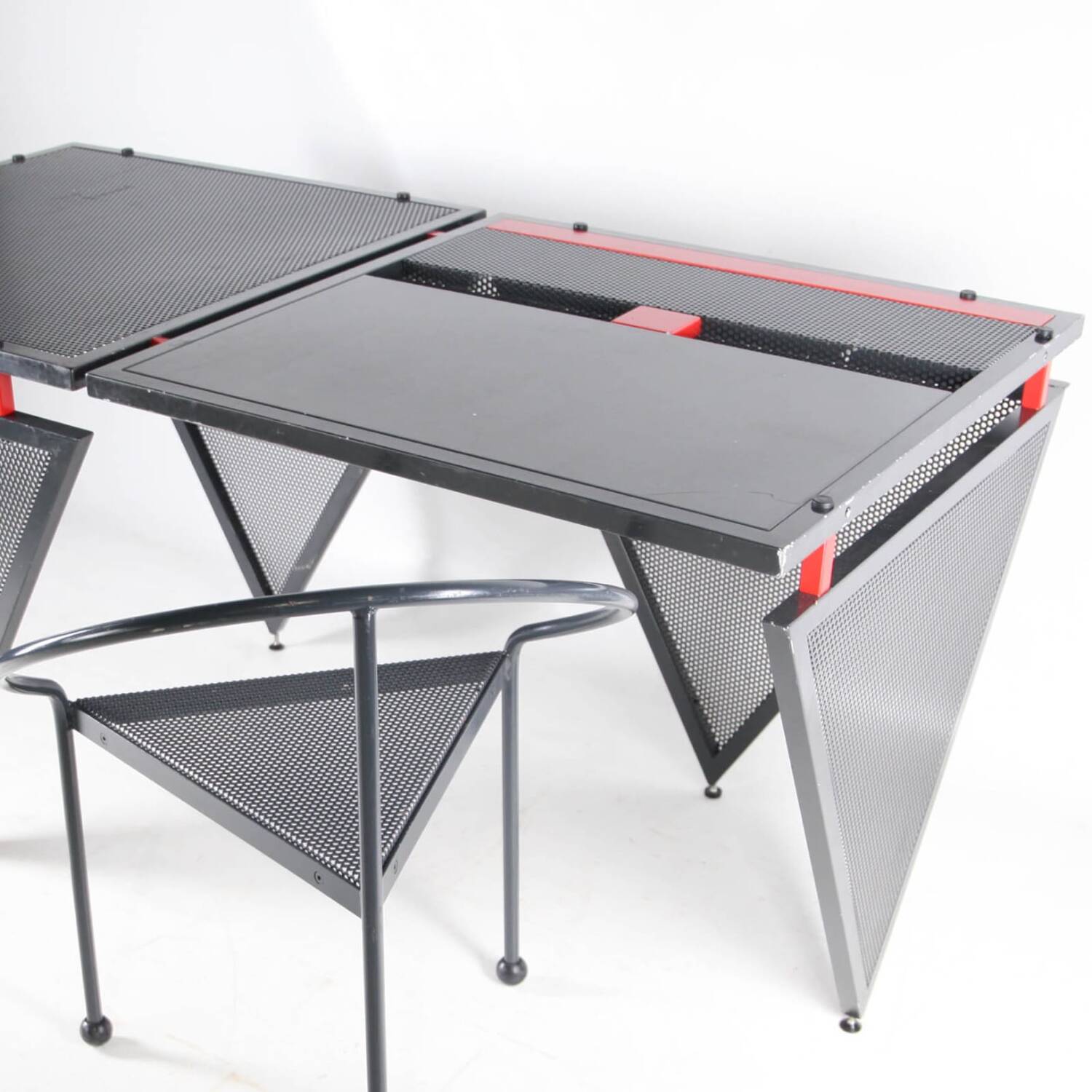 Memphis style iron desk and chair