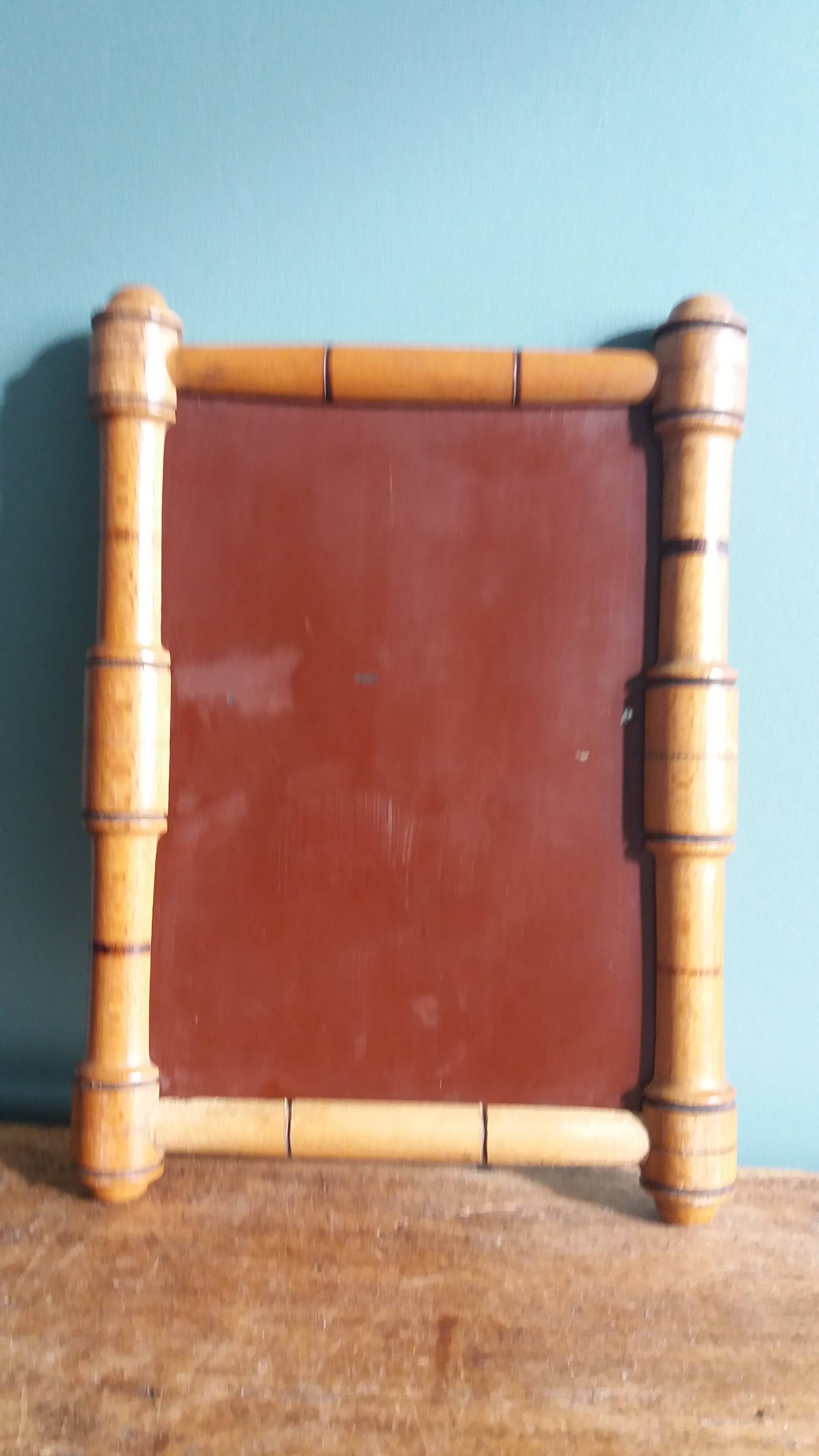 Turned wooden frame mirror 19.5 x 14
