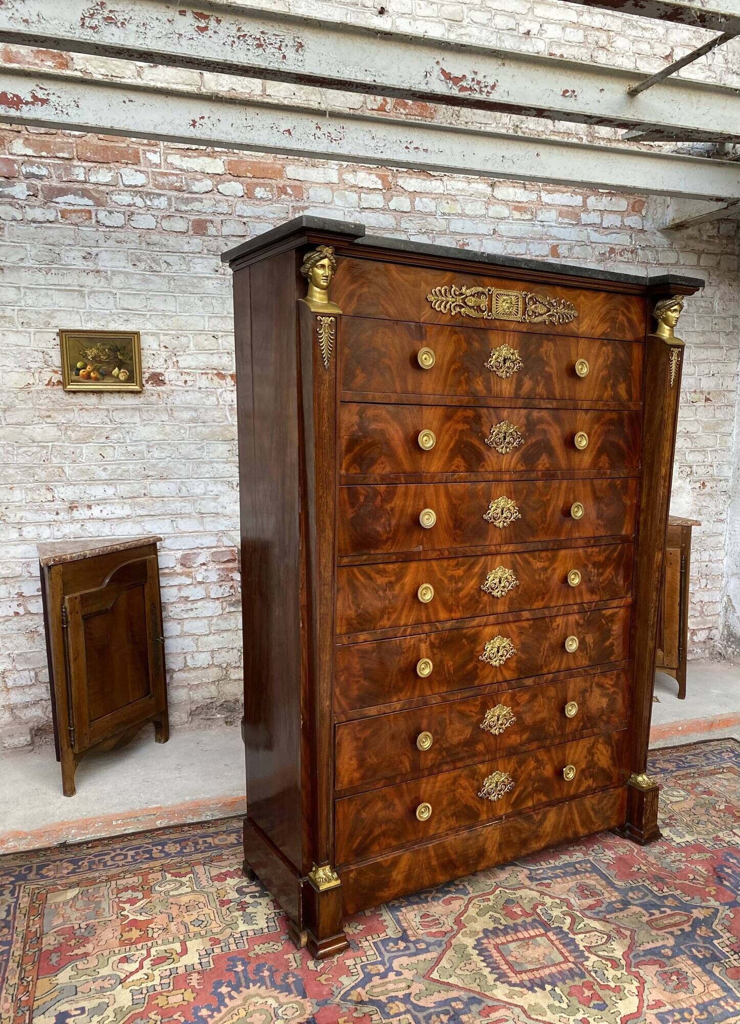 Dresser in mahogany flamed period Empire XIXth century
