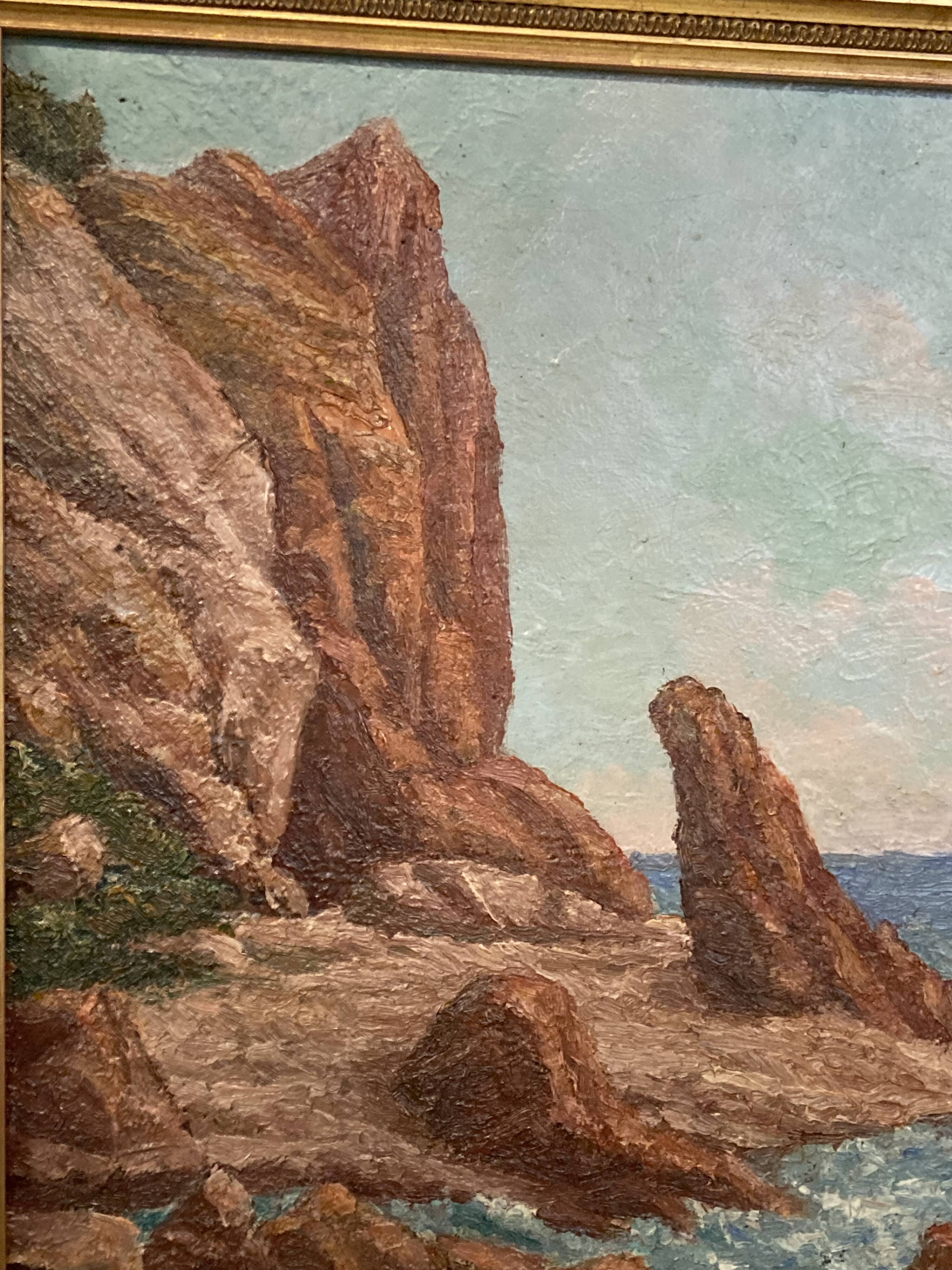 French School of the 20th century, Mediterranean Sea, oil on canvas