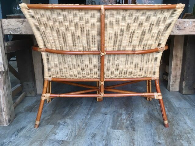 Vintage rattan armchair bench