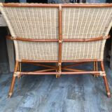 Vintage rattan armchair bench