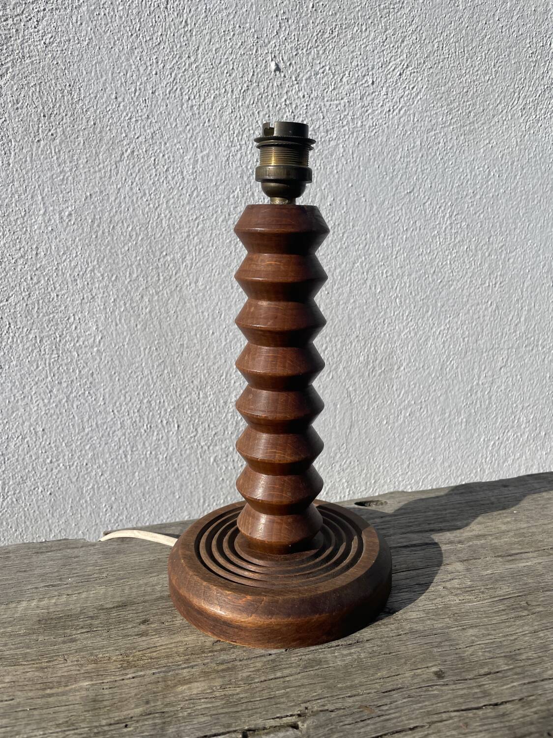 Art Deco wooden lamp base in the style of Charles Dudouyt.