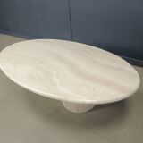 Vintage oval travertine coffee table, 1970s