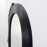 Large Vivai del Sud wall mirror in black lacquered bamboo - 1970s