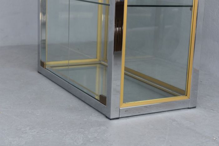 Vitrine vintage métal chromé et doré par Renato Zevi