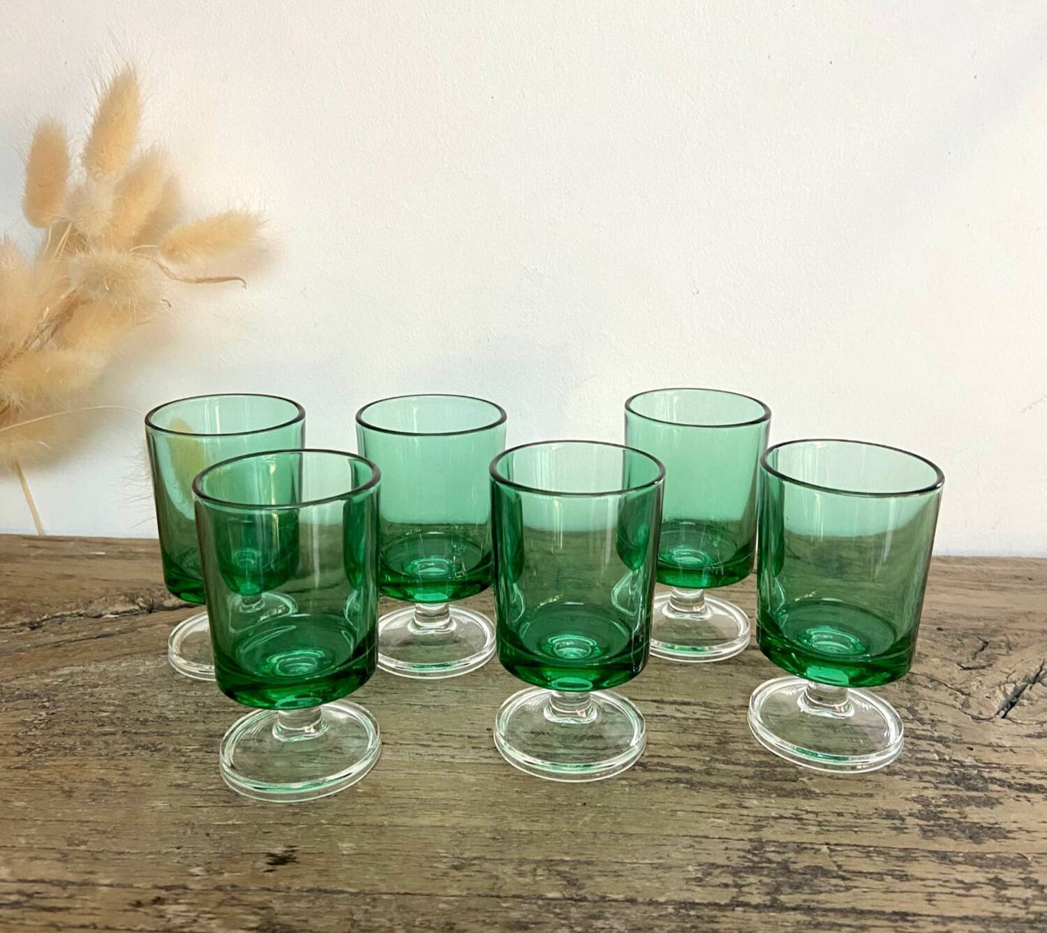 6 vintage Luminarc France liqueur glasses