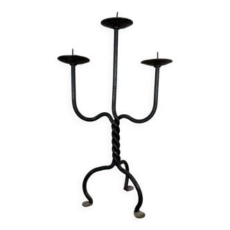 Wrought iron candlestick brutalist style 70s