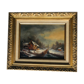 Oil on panel, animated winter landscape