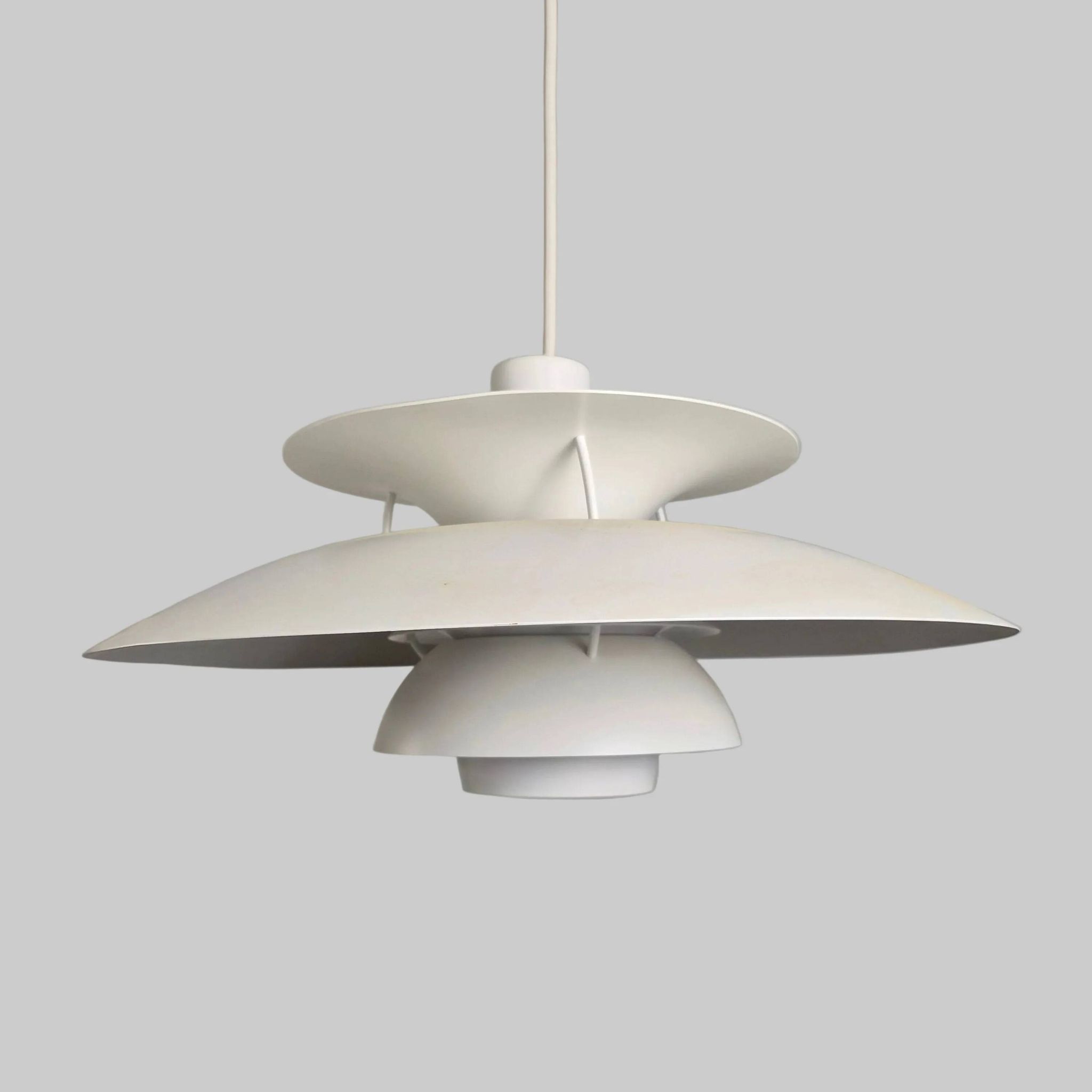 PH5 white pendant model by Poul Henningsen for Louis Poulsen, Denmark 1960