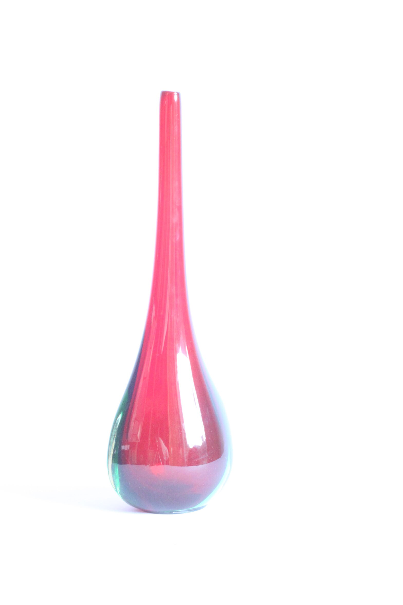 Sommerso drop vase in red and blue, Murano 1950s.