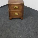 Table de chevet en bois vintage de campagne militaire par Reprodux England