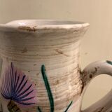 Pitcher or ceramic decanter, Vallauris thistle decoration