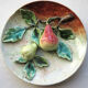 Slurry plate, trompe l'oeil sculpture: pears or apples, your choice