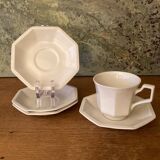 Vintage Johnson Brothers Octagonal White Teacup and Saucer Made in England