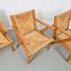 Chaises en bois brutalistes modernistes en paille, années 1940, ensemble de 3