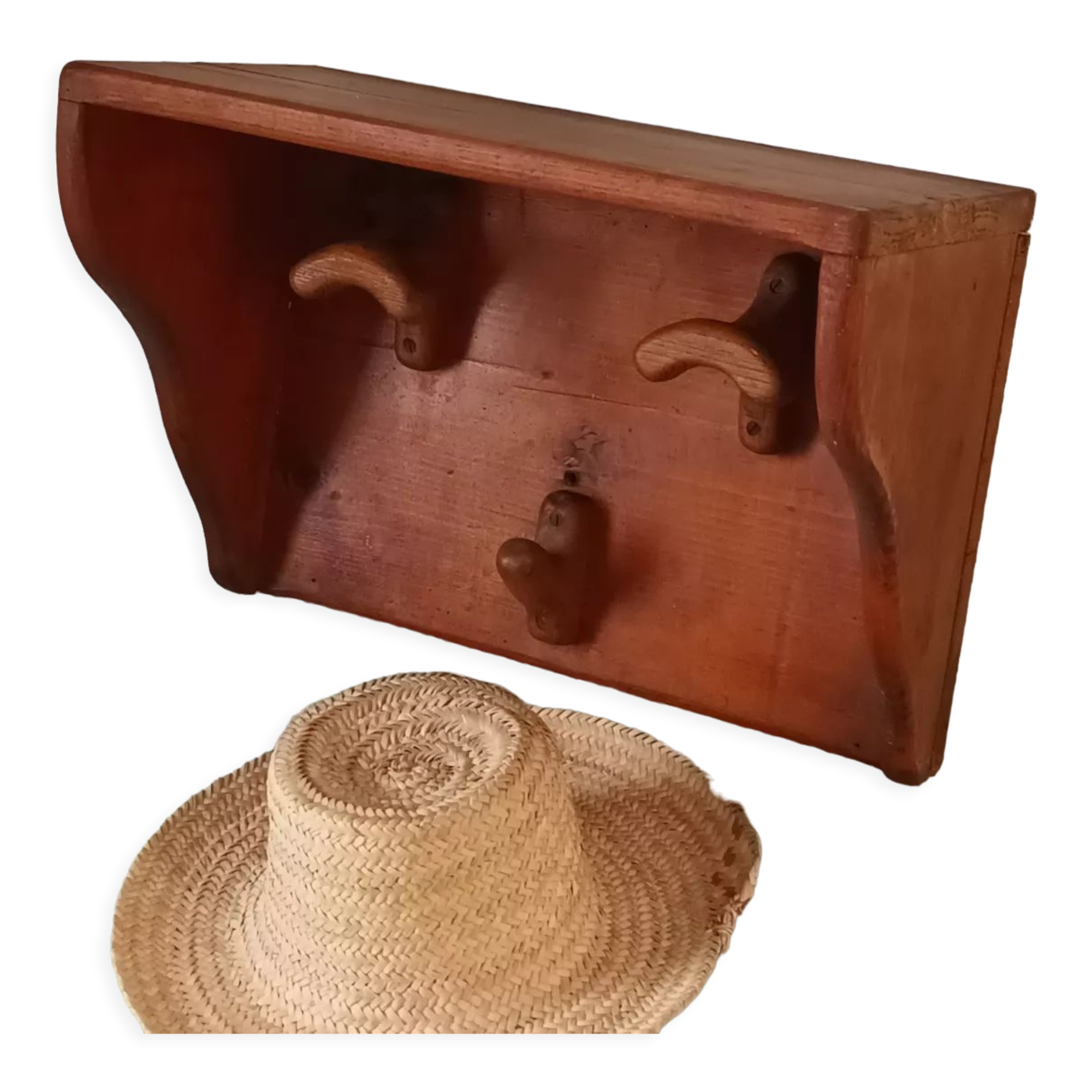 Vintage wooden wall coat rack