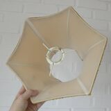 Large Vintage Bedside Lamp / French Style Table Light / Gold Textile Shade