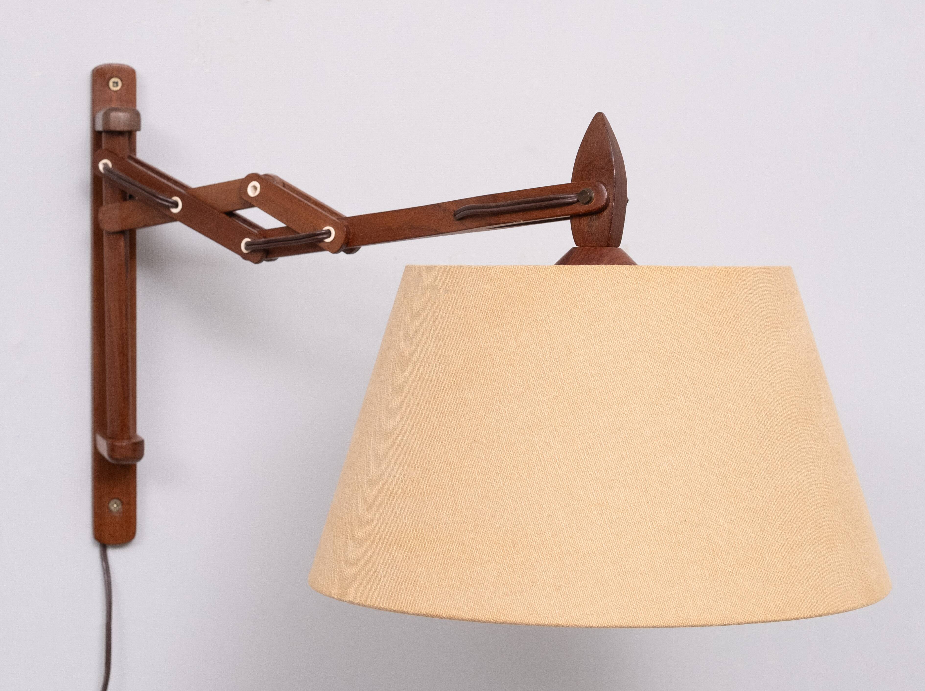 Small teak scissors wall lamp 1960s holland