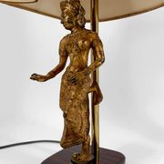 Paire de Lampes Sculpturales en Bronze Doré, Danseuses Thaïs, XXe