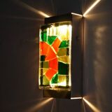 Large 1970 wall lamp in resin and glass