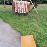 Floor lamp of the 50s in gold metal and tablet