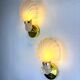 Pair of Art Deco shell wall sconces – White frosted glass, France 1970s
