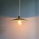 Industrial pendant light in green enamelled sheet metal, 1930s-40s