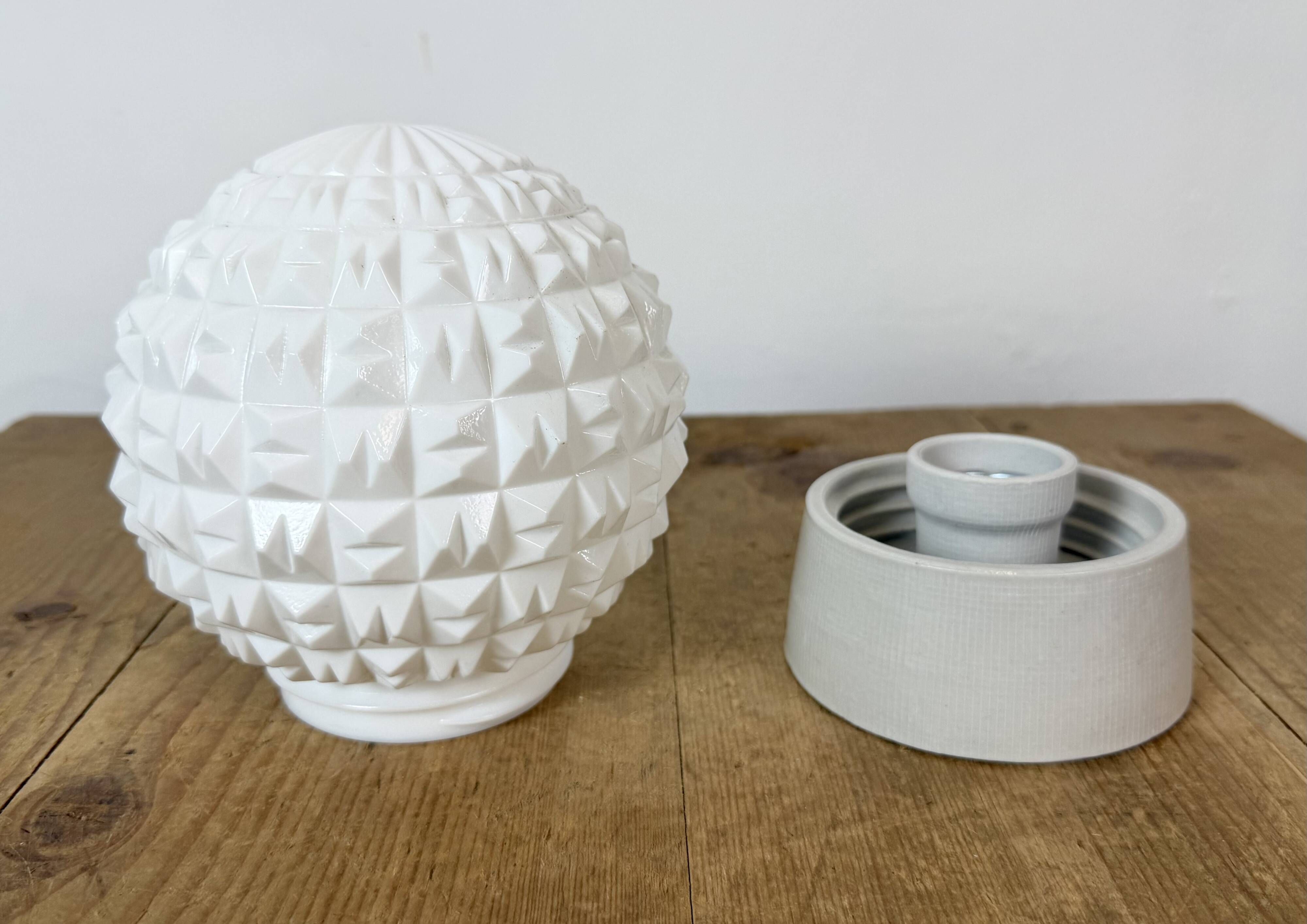 Vintage White Porcelain Ceiling Light, 1970s
