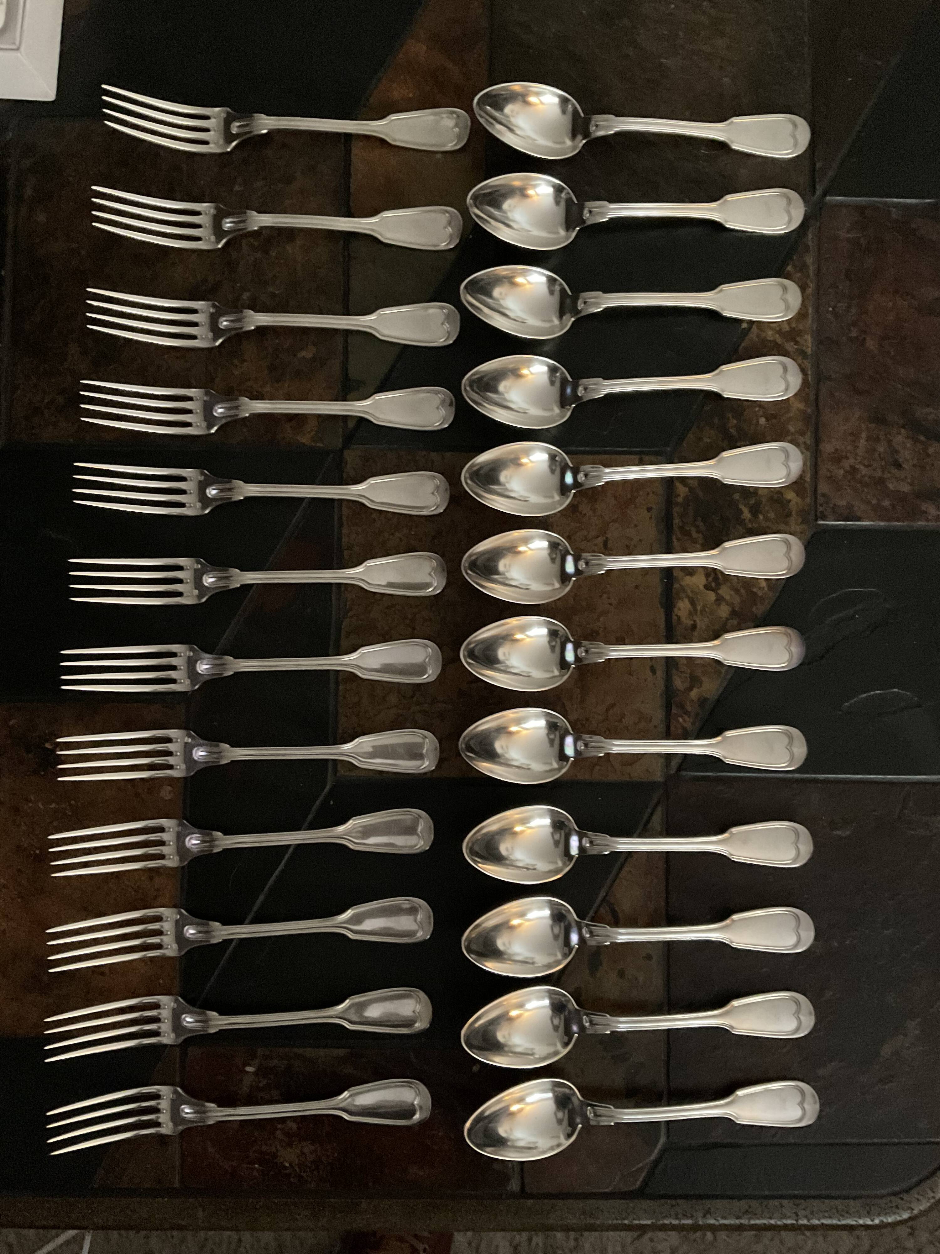 12 forks and 12 spoons.old .silver metal
