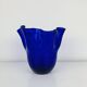 Vintage cobalt blue glass handkerchief vase