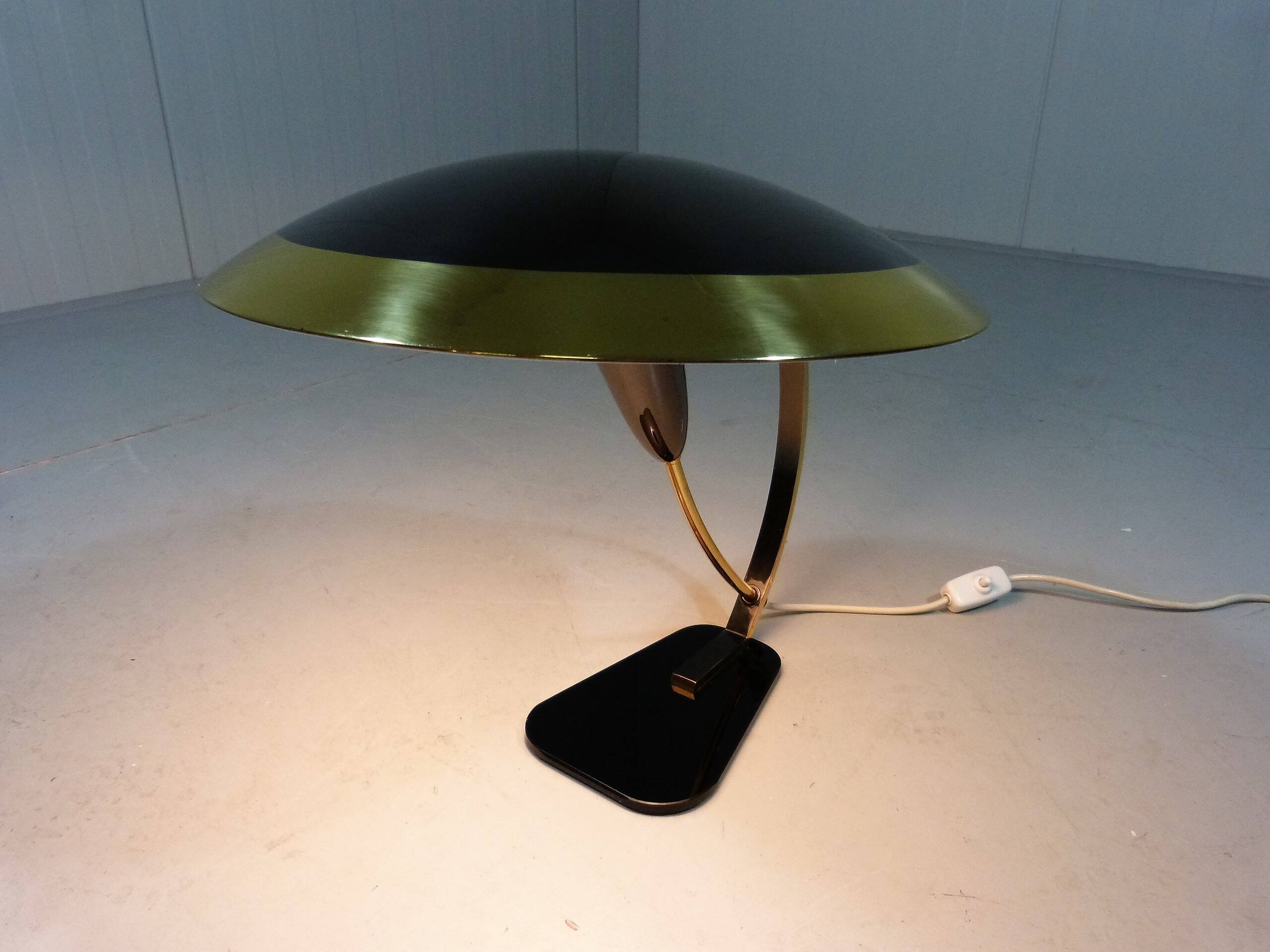 Rare desk lamp in brass & glass 1950’s