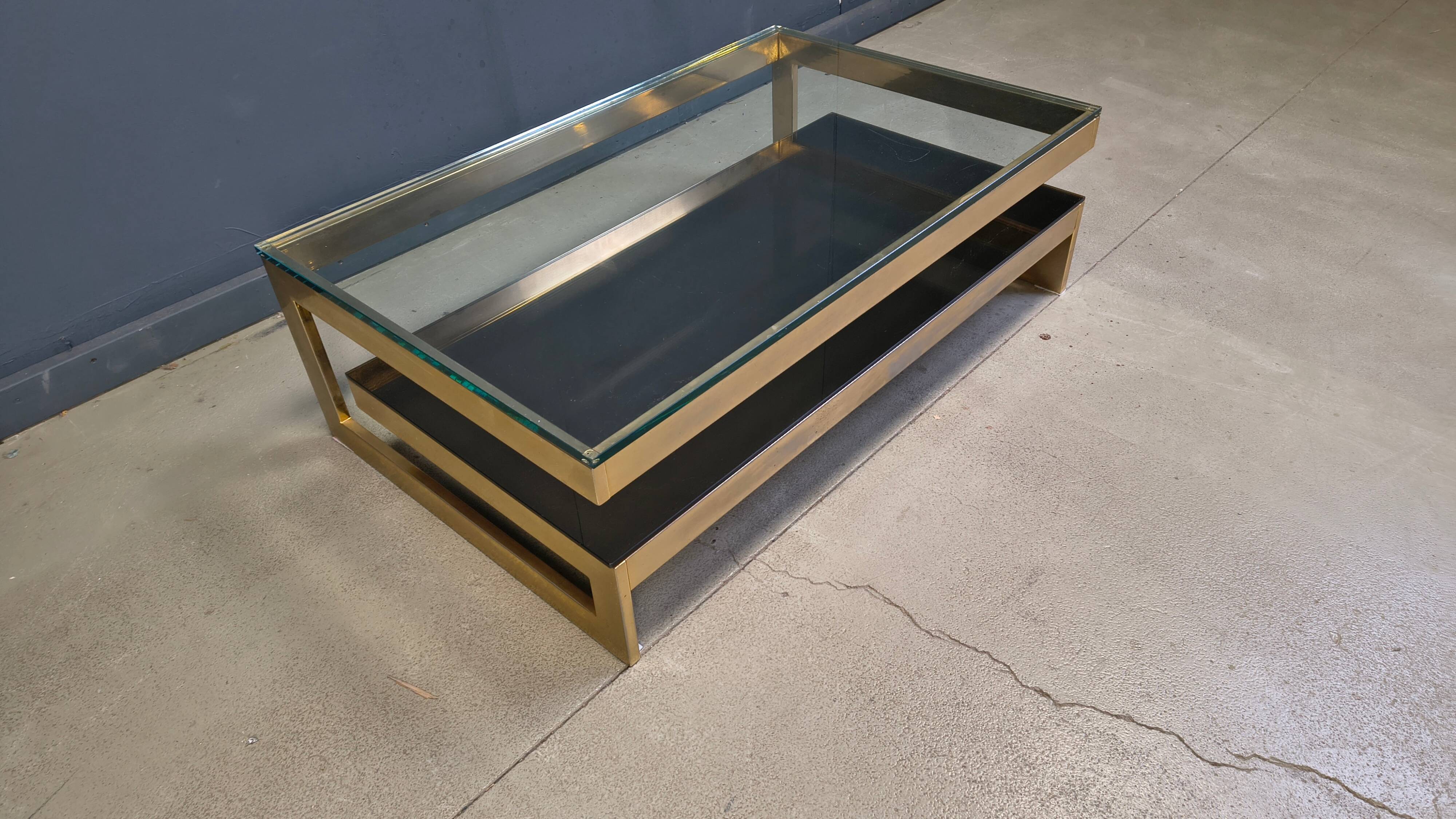 Vintage two tier Belgochrom 23kt coffee table, 1970s