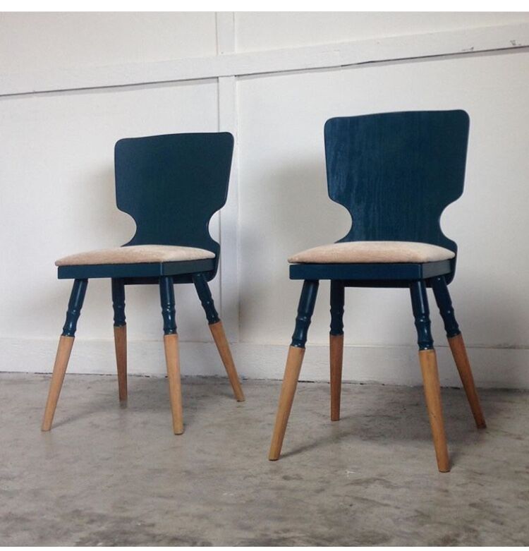 Pair of petrol blue scandinavian chairs