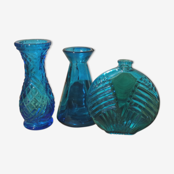 Vases et soliflore vintage bleus et turquoise