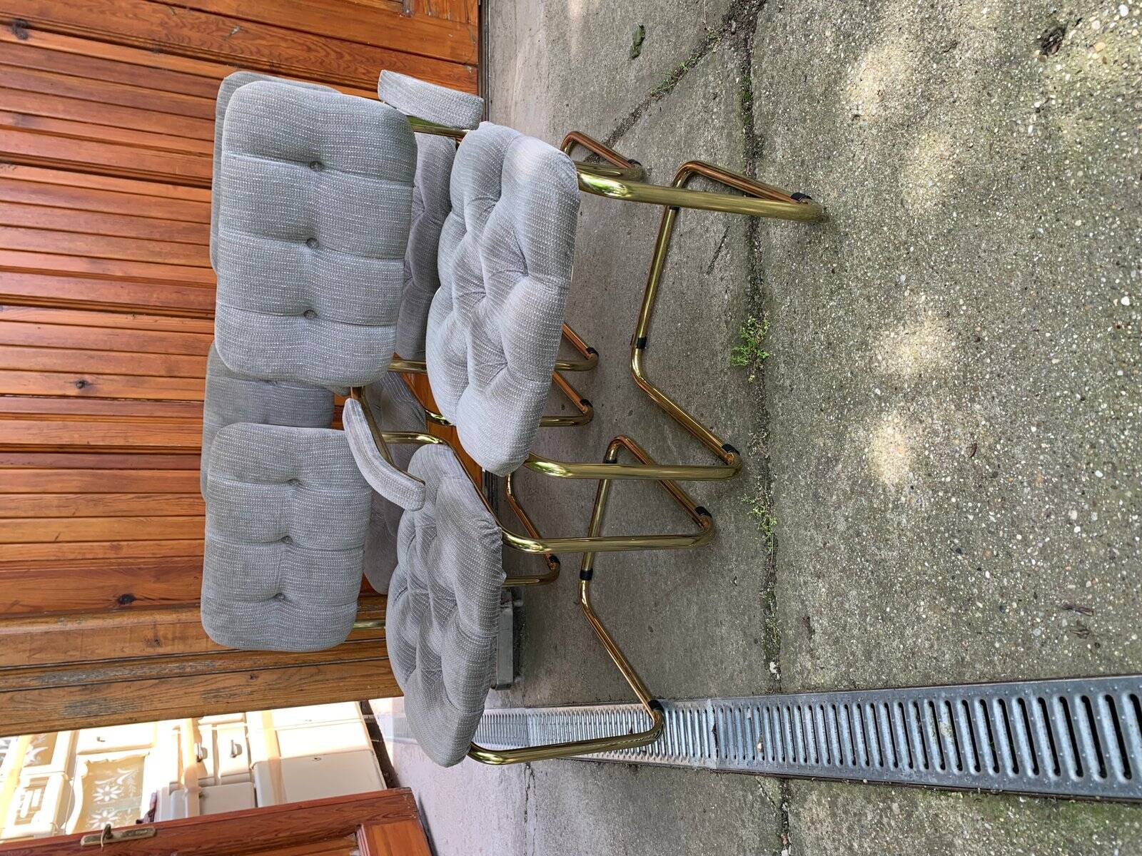 Vintage Italian dining chairs in brass, 1970s, set of 4