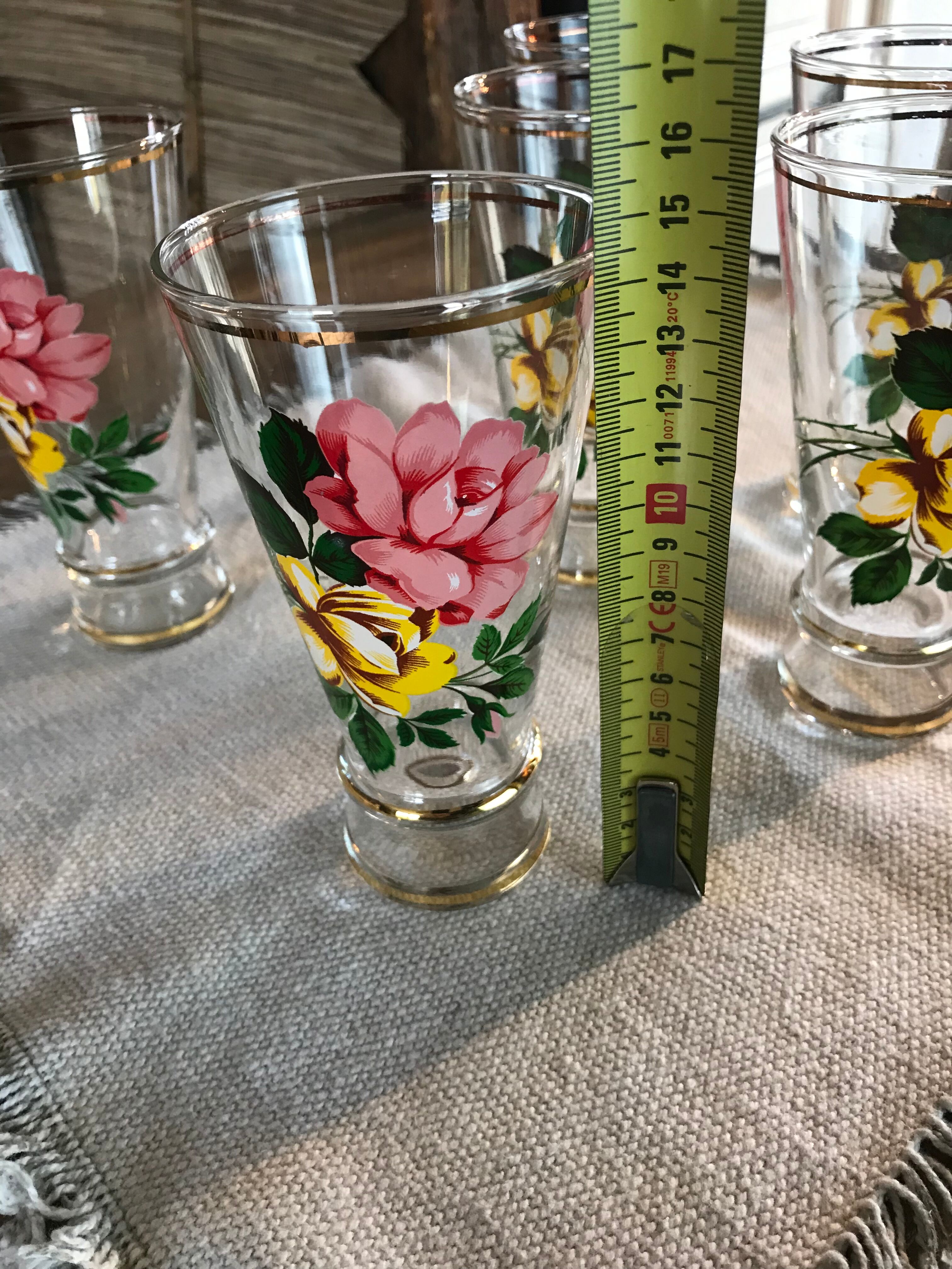 6 vintage high glasses
